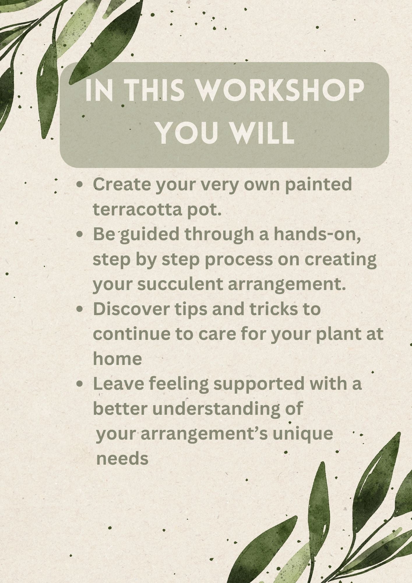 Paint and Succulent Arrangement Workshop