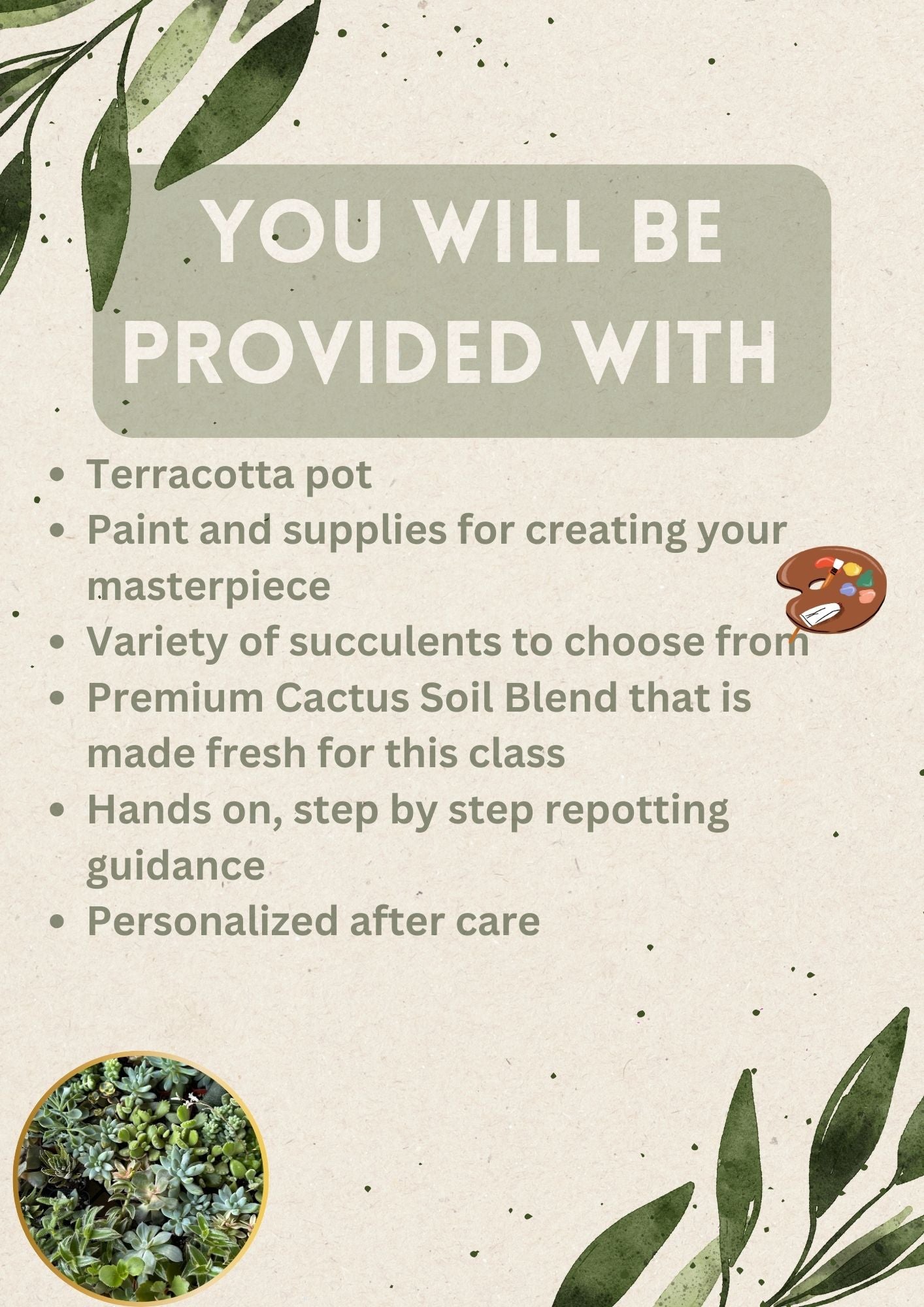 Paint and Succulent Arrangement Workshop